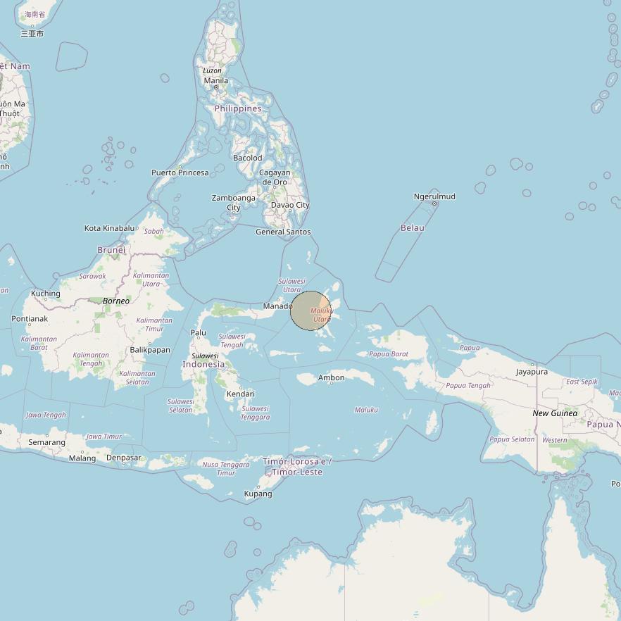 Nusantara Lima at 113&deg; E downlink Ka-band S061 User Spot beam coverage map