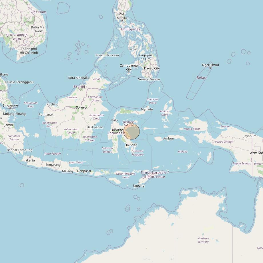 Nusantara Lima at 113&deg; E downlink Ka-band S064 User Spot beam coverage map