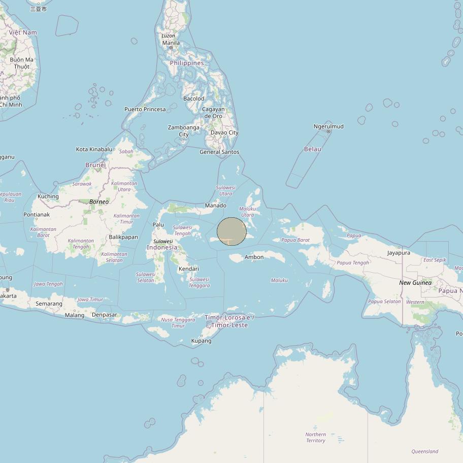 Nusantara Lima at 113&deg; E downlink Ka-band S065 User Spot beam coverage map
