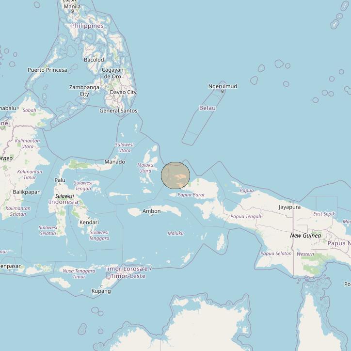 Nusantara Lima at 113&deg; E downlink Ka-band S067 User Spot beam coverage map