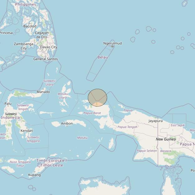 Nusantara Lima at 113&deg; E downlink Ka-band S068 User Spot beam coverage map