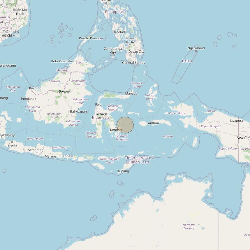 Nusantara Lima at 113&deg; E downlink Ka-band S069 User Spot beam coverage map