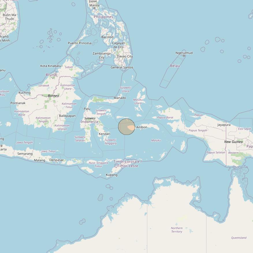 Nusantara Lima at 113&deg; E downlink Ka-band S070 User Spot beam coverage map