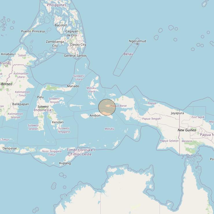 Nusantara Lima at 113&deg; E downlink Ka-band S072 User Spot beam coverage map