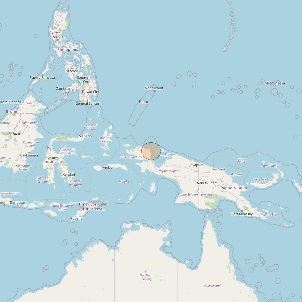 Nusantara Lima at 113&deg; E downlink Ka-band S074 User Spot beam coverage map