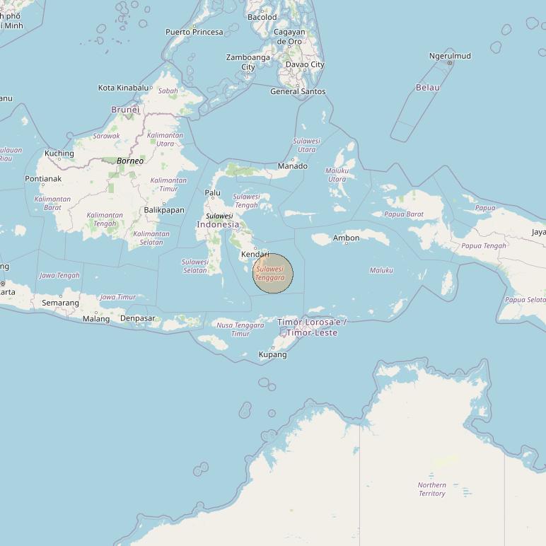 Nusantara Lima at 113&deg; E downlink Ka-band S075 User Spot beam coverage map