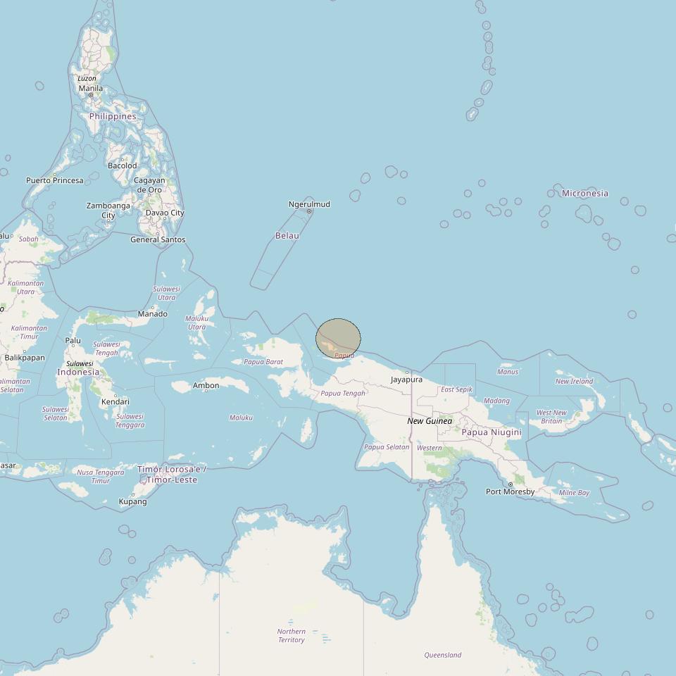 Nusantara Lima at 113&deg; E downlink Ka-band S076 User Spot beam coverage map