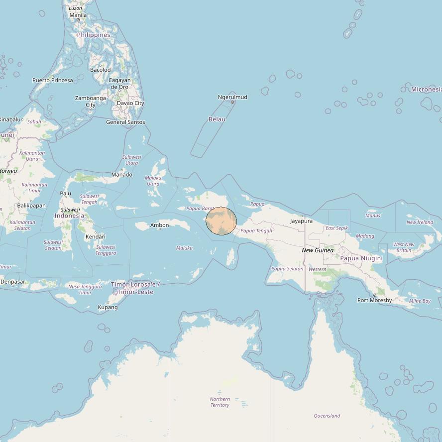 Nusantara Lima at 113&deg; E downlink Ka-band S081 User Spot beam coverage map