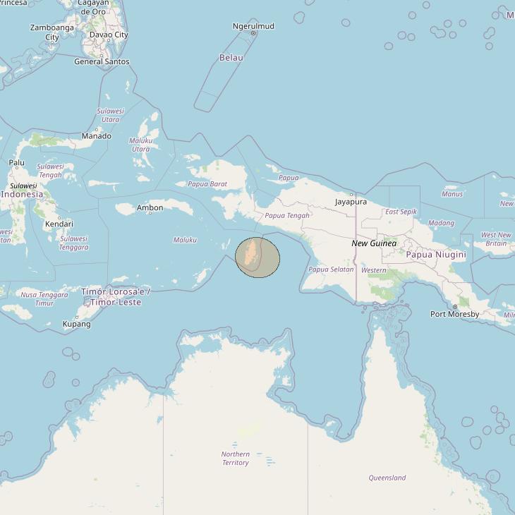 Nusantara Lima at 113&deg; E downlink Ka-band S095 User Spot beam coverage map