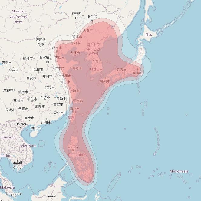 Koreasat 5 at 113° E downlink Ku-band Noth East Asia Beam coverage map