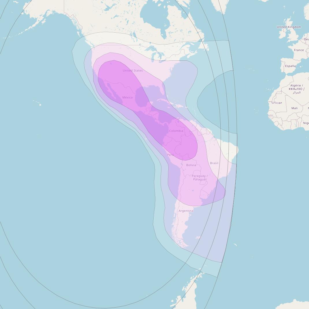 Eutelsat 117 West A at 117° W downlink C-band Hemi (CDH/CDV) beam coverage map