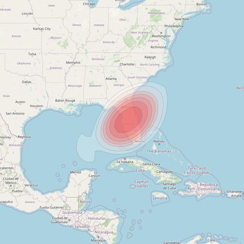 Echostar 14 at 119° W downlink Ku-band Spot A20 (Tampa) beam coverage map