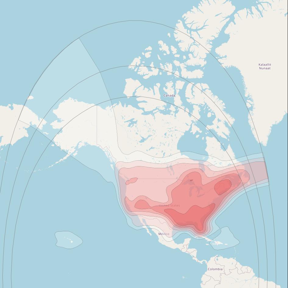Anik F3 at 119° W downlink Ku-band CONUS Beam coverage map