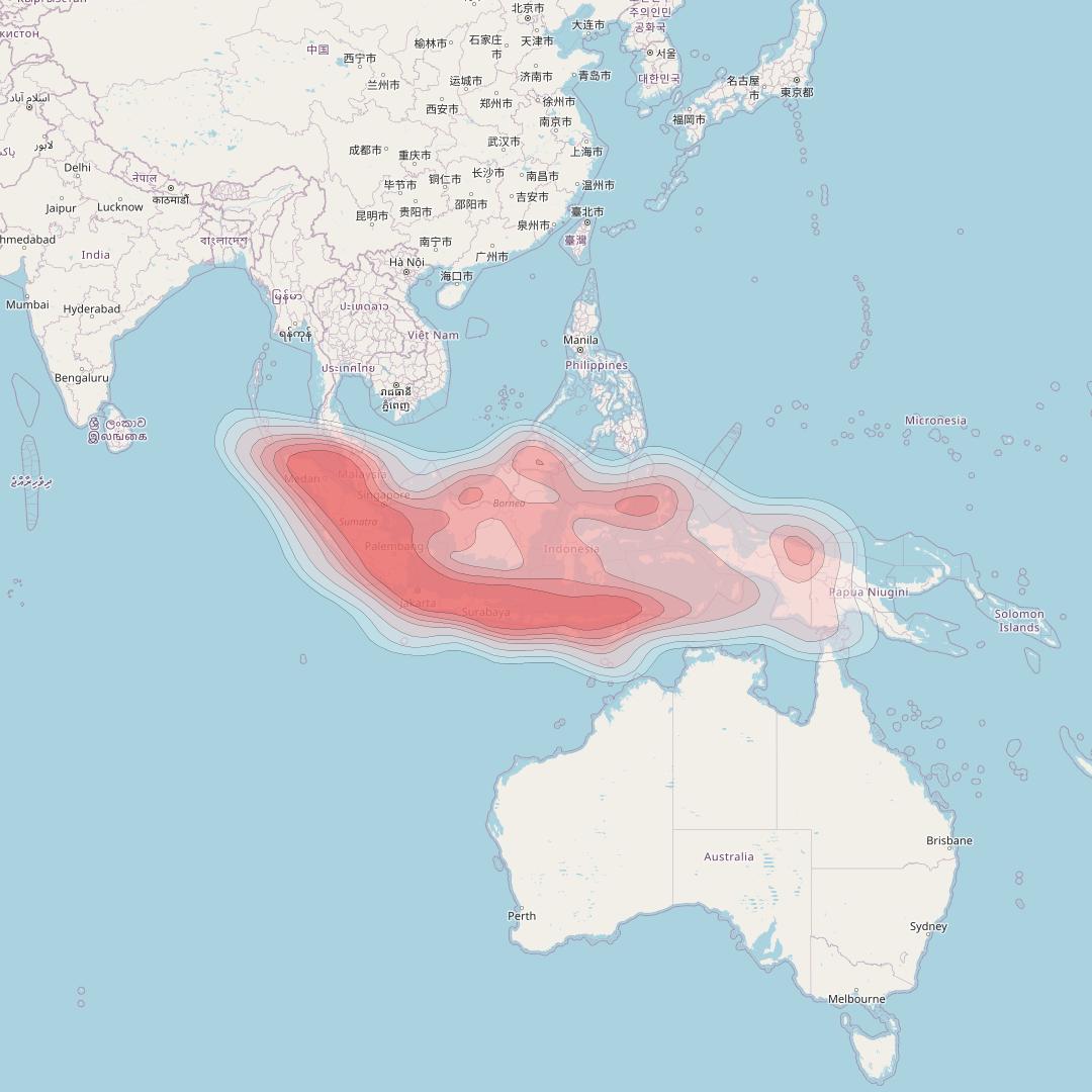 Asiasat 9 at 122° E downlink Ku-band Indonesia beam coverage map