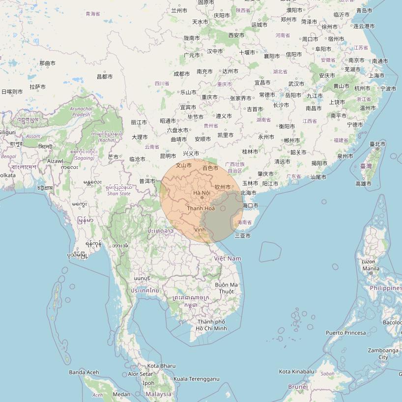 Chinasat 26 at 125&deg; E downlink Ka-band B003 User Spot beam coverage map