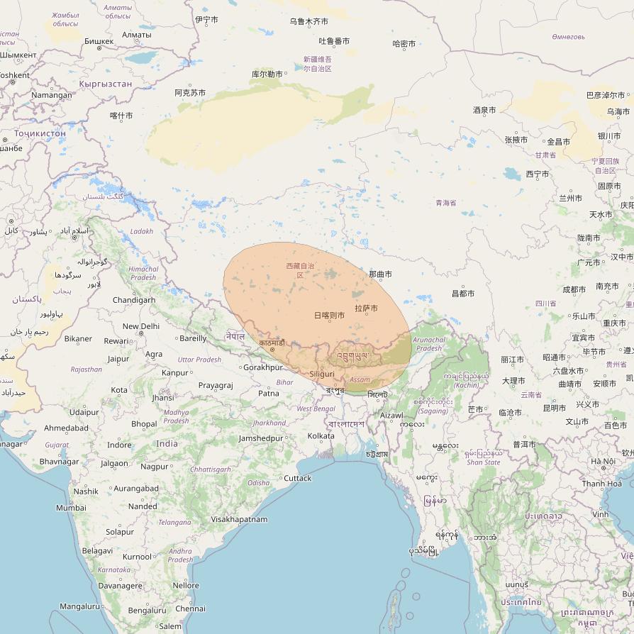 Chinasat 26 at 125&deg; E downlink Ka-band B006 User Spot beam coverage map