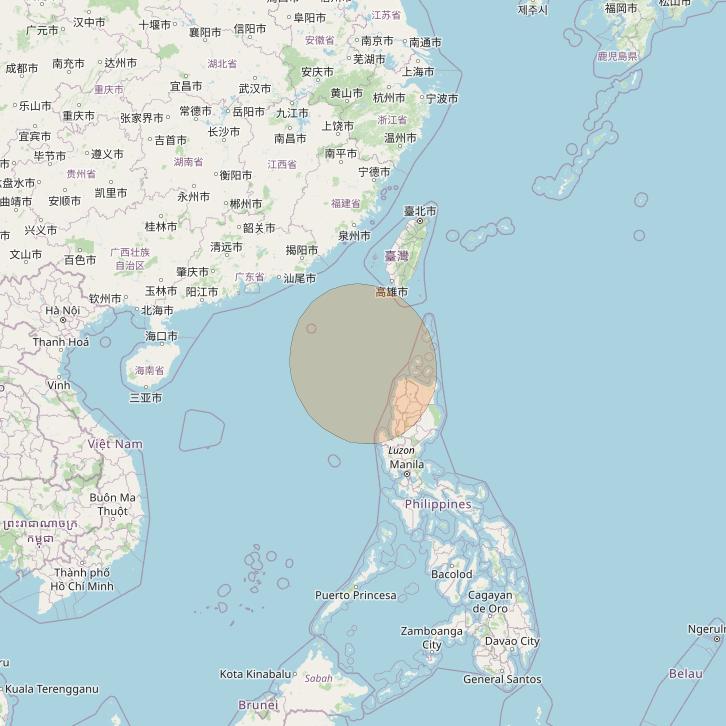 Chinasat 26 at 125&deg; E downlink Ka-band B008 User Spot beam coverage map