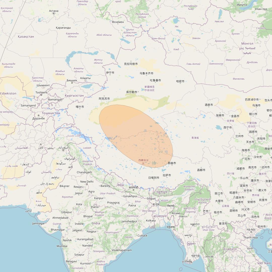 Chinasat 26 at 125&deg; E downlink Ka-band B014 User Spot beam coverage map
