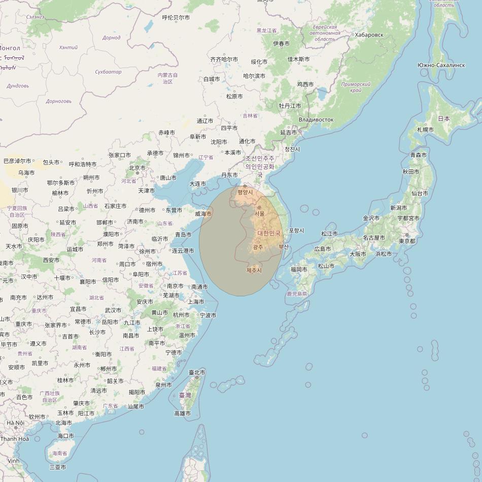 Chinasat 26 at 125&deg; E downlink Ka-band B039 User Spot beam coverage map