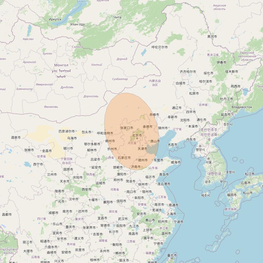 Chinasat 26 at 125&deg; E downlink Ka-band B041 User Spot beam coverage map