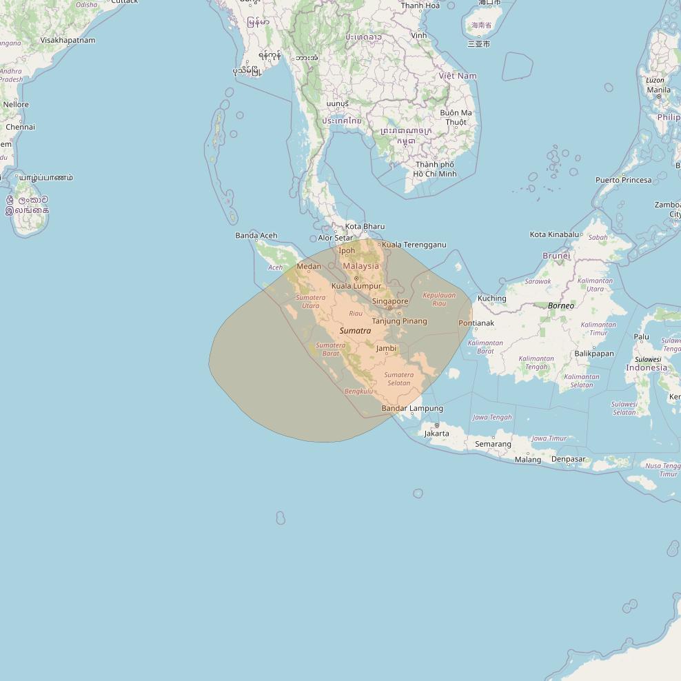 Chinasat 26 at 125&deg; E downlink Ka-band B075 User Spot beam coverage map