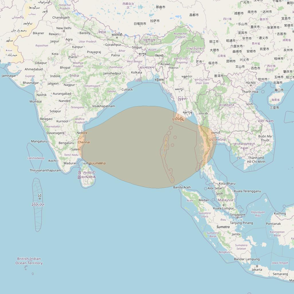 Chinasat 26 at 125&deg; E downlink Ka-band B084 User Spot beam coverage map
