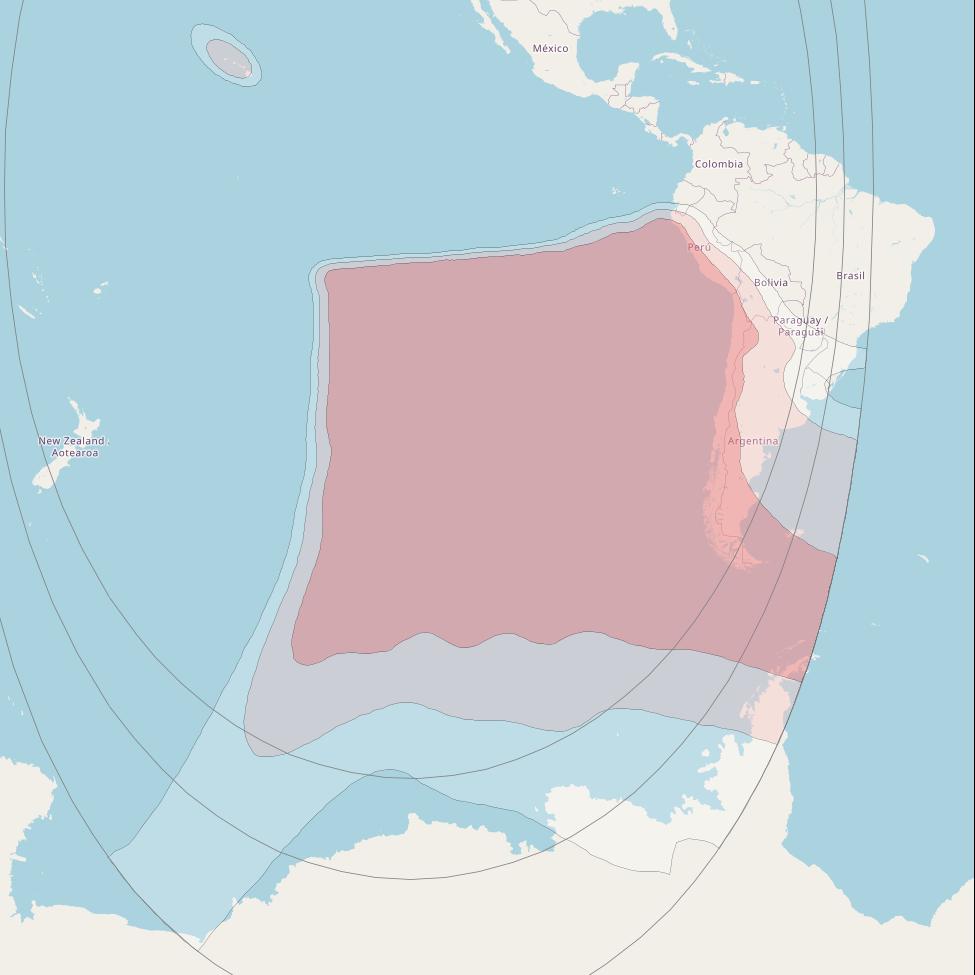 Galaxy 37 at 127&deg; W downlink Ku-band South Pacific beam coverage map