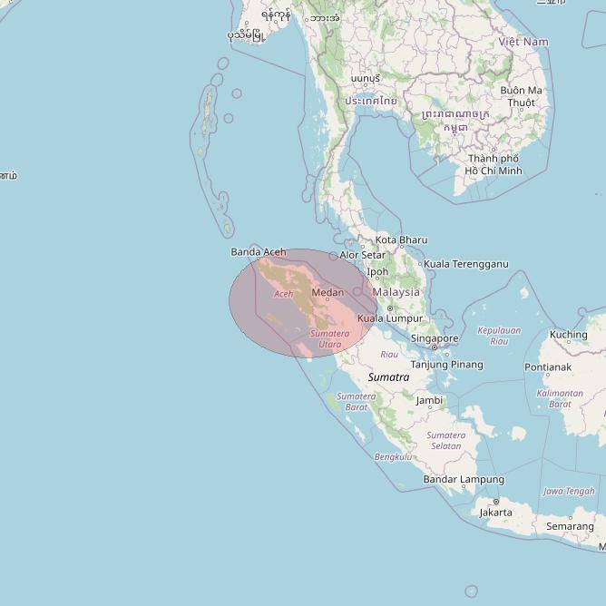 APSTAR 6E at 134&deg; E downlink Ku-band Spot01 User Spot beam coverage map