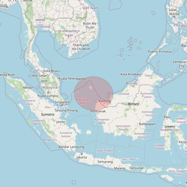APSTAR 6E at 134&deg; E downlink Ku-band Spot04 User Spot beam coverage map