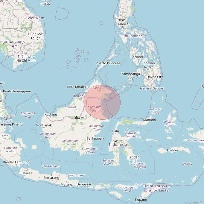 APSTAR 6E at 134&deg; E downlink Ku-band Spot10 User Spot beam coverage map