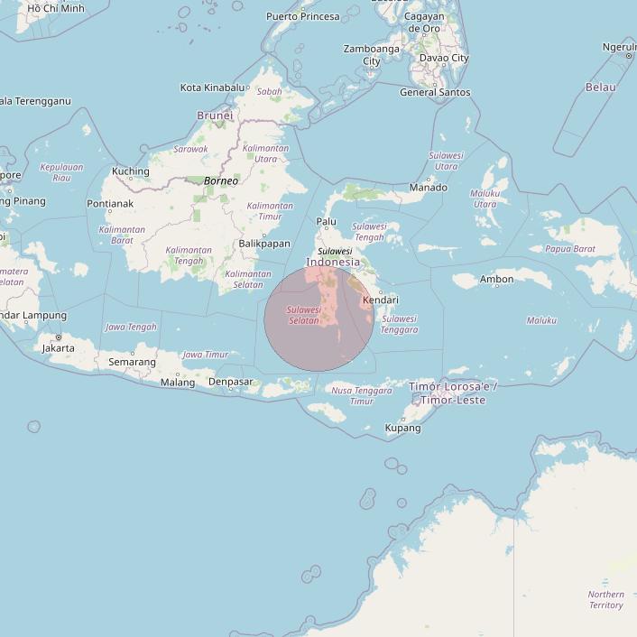 APSTAR 6E at 134&deg; E downlink Ku-band Spot12 User Spot beam coverage map