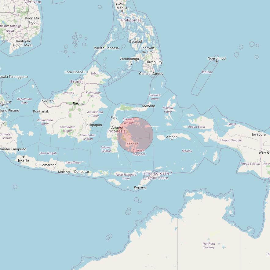APSTAR 6E at 134&deg; E downlink Ku-band Spot15 User Spot beam coverage map