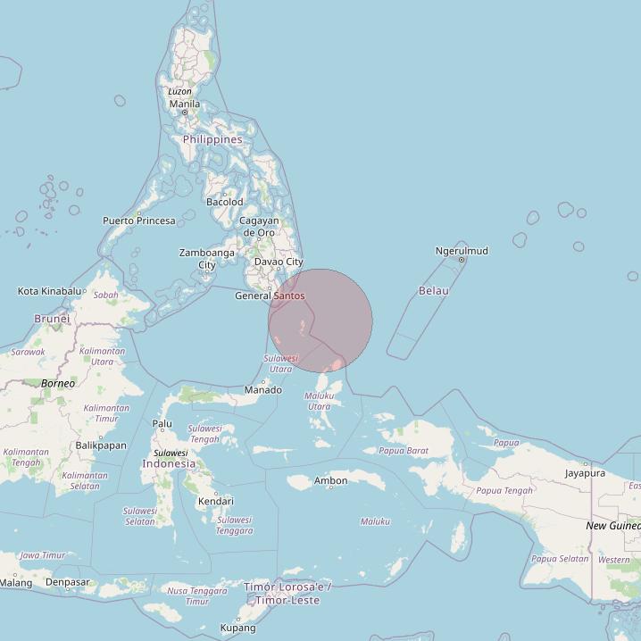 APSTAR 6E at 134&deg; E downlink Ku-band Spot17 User Spot beam coverage map