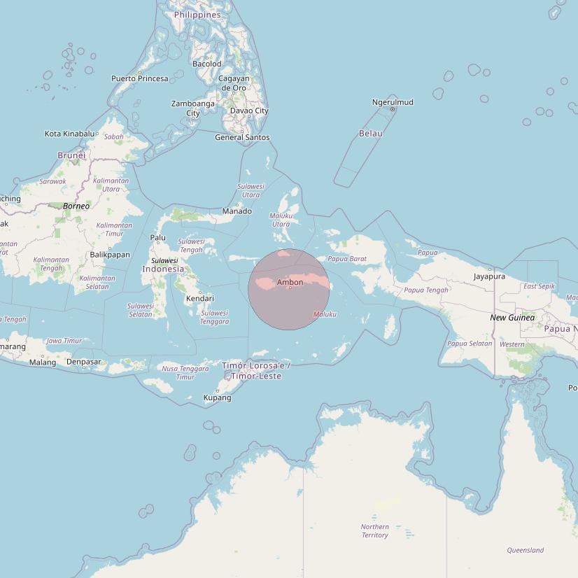 APSTAR 6E at 134&deg; E downlink Ku-band Spot19 User Spot beam coverage map