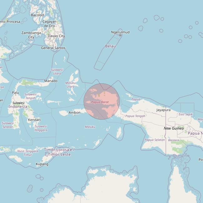 APSTAR 6E at 134&deg; E downlink Ku-band Spot21 User Spot beam coverage map
