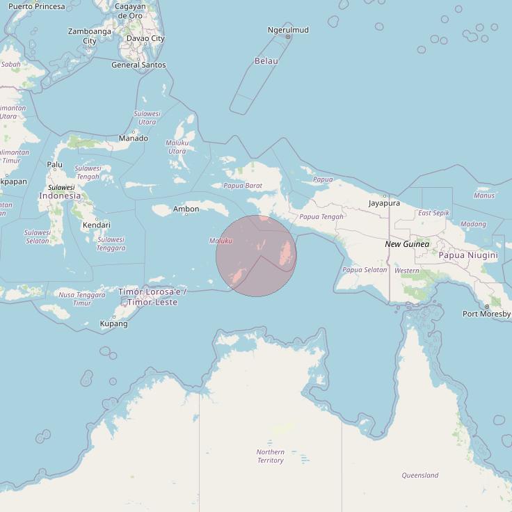APSTAR 6E at 134&deg; E downlink Ku-band Spot22 User Spot beam coverage map