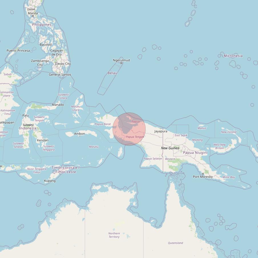 APSTAR 6E at 134&deg; E downlink Ku-band Spot23 User Spot beam coverage map