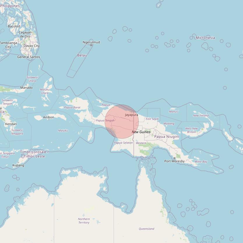 APSTAR 6E at 134&deg; E downlink Ku-band Spot24 User Spot beam coverage map