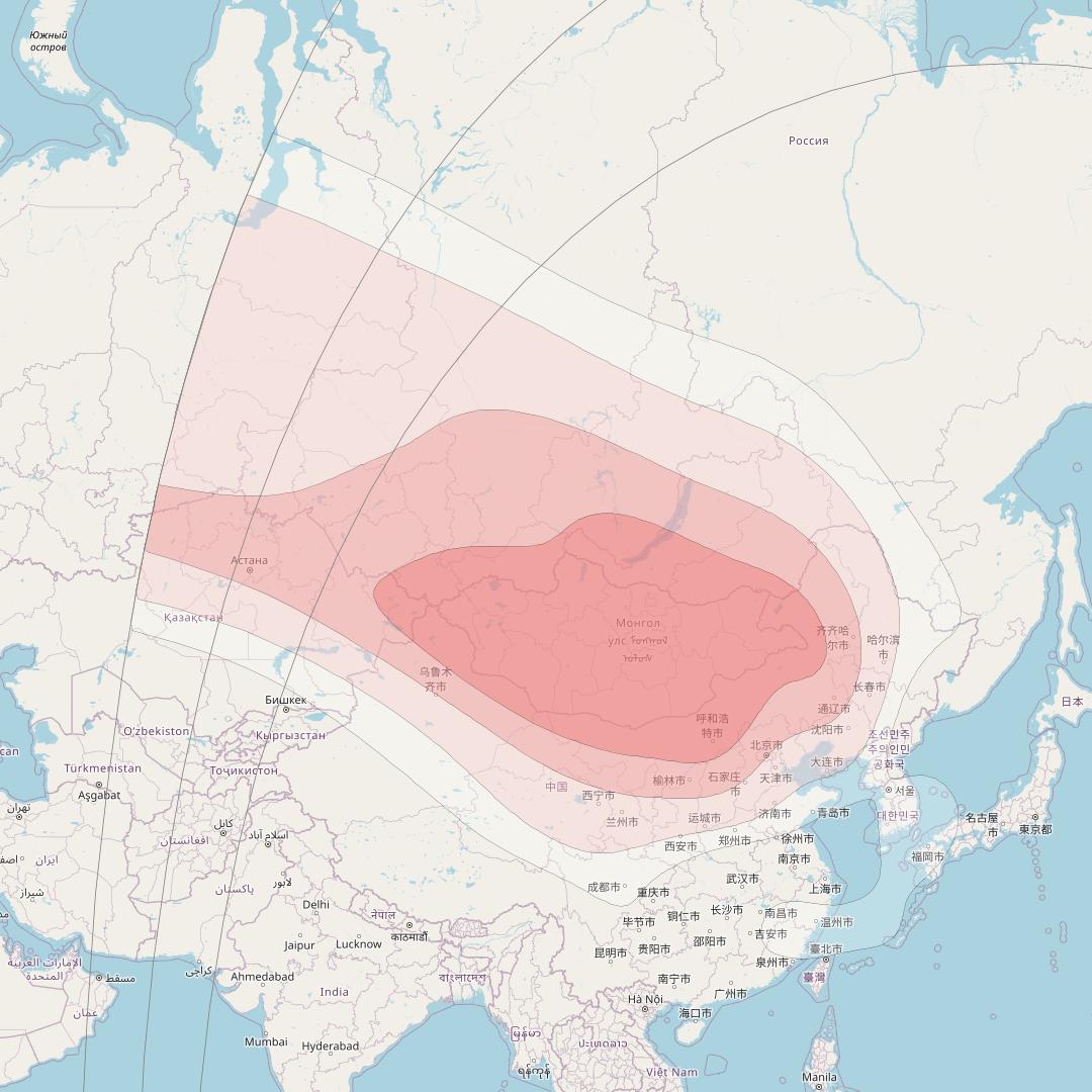 Telstar 18V at 138° E downlink Ku-band Mongolia beam coverage map