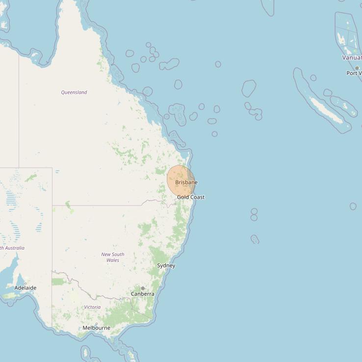 NBN-Co 1A at 140° E downlink Ka-band 20 (Brisbane) narrow spot beam coverage map