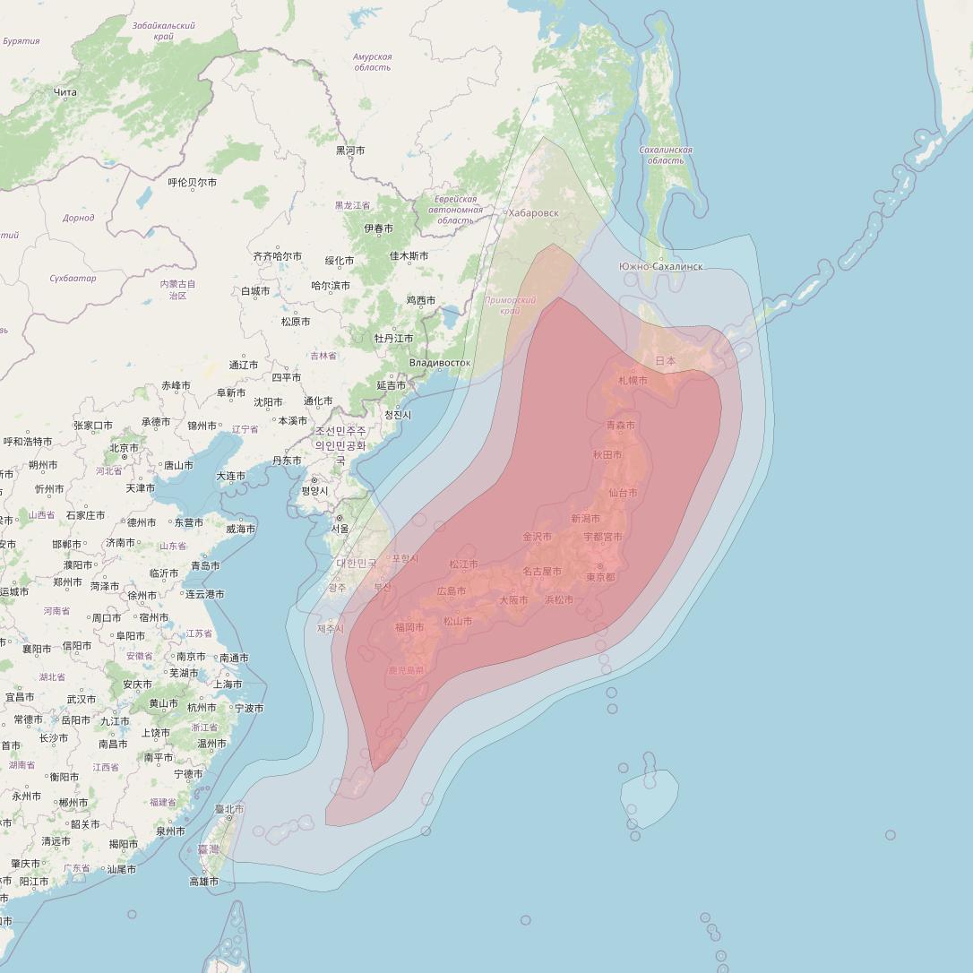 JCSat 16 at 144&deg; E downlink Ku-band Japan Vertical beam coverage map