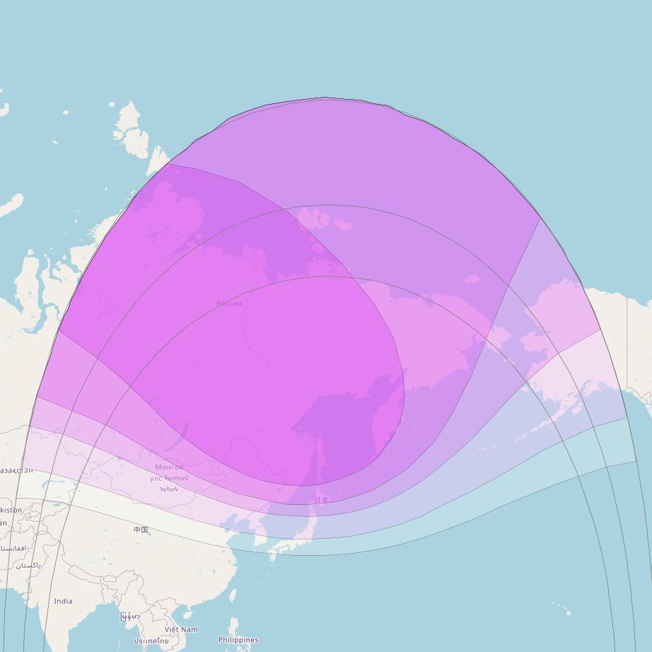 Express MD2 at 145&deg; E downlink C-band Fixed beam (TP6/7) coverage map