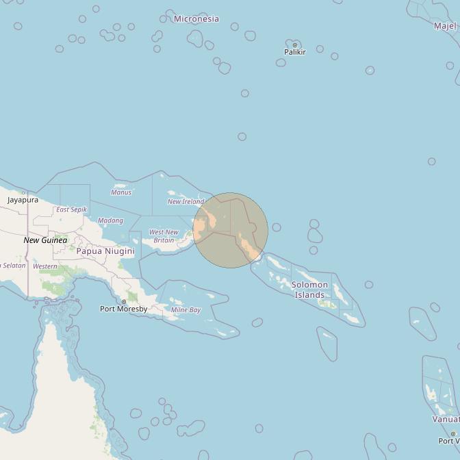 JCSat 1C at 150° E downlink Ka-band S23 (Bougainville/RHCP/A) User Spot beam coverage map