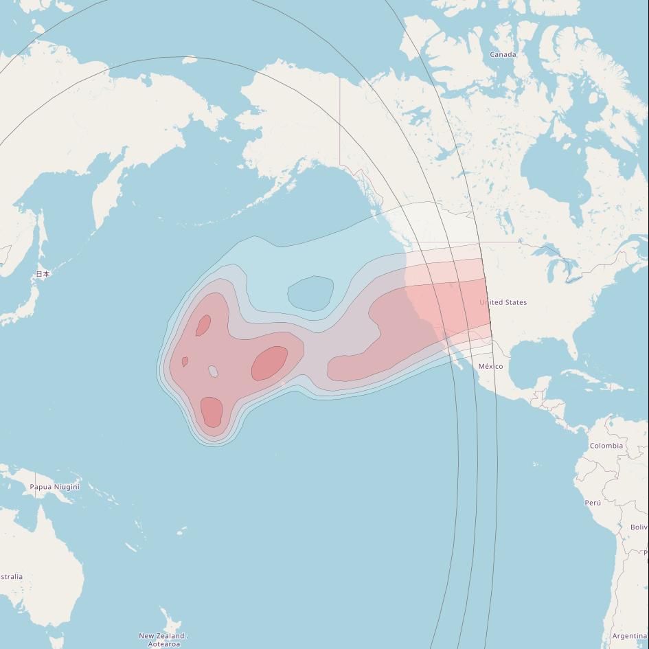 Intelsat 10 at 178° E downlink Ku-band North East Pacific beam coverage map