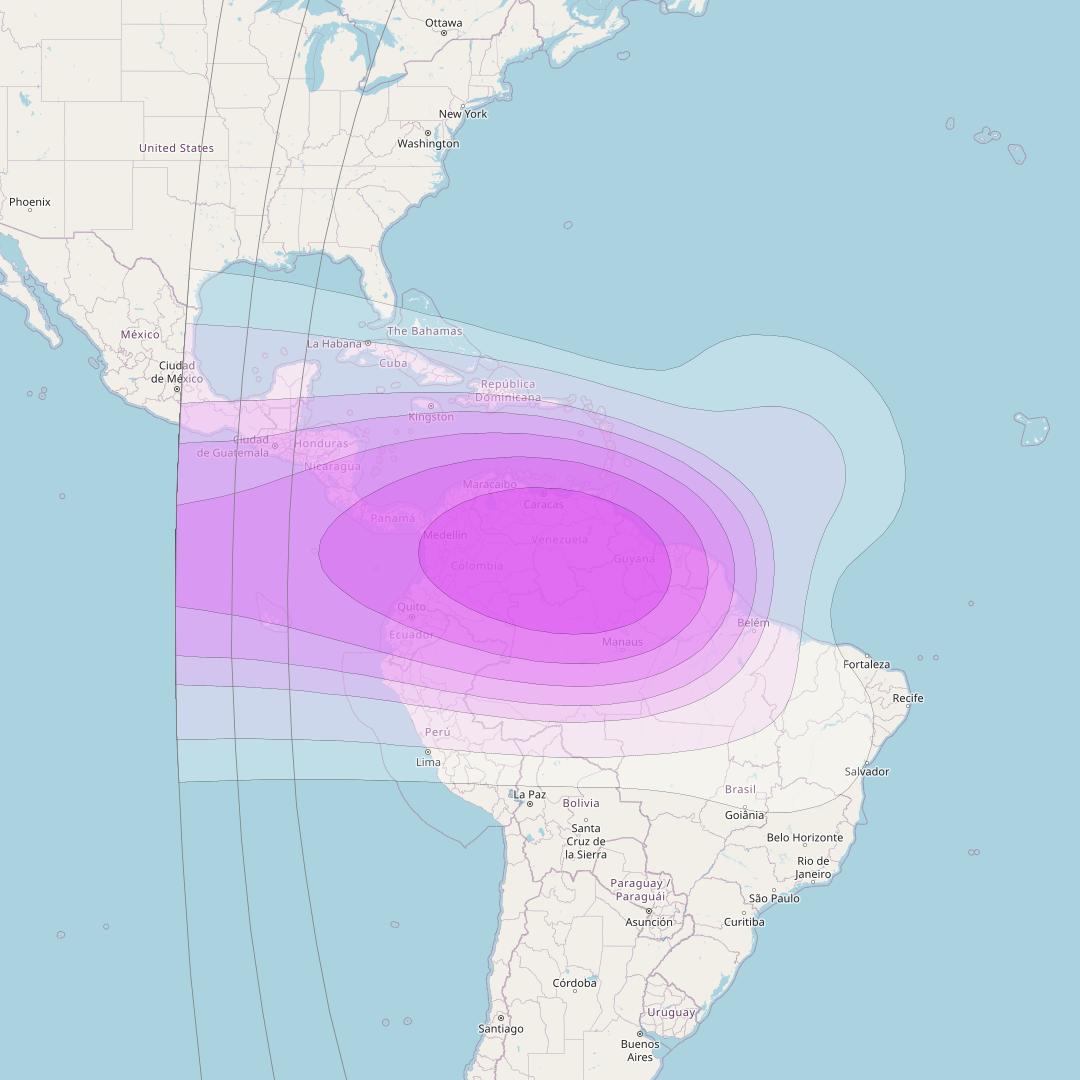 Intelsat 37e at 18° W downlink C-band South America beam coverage map