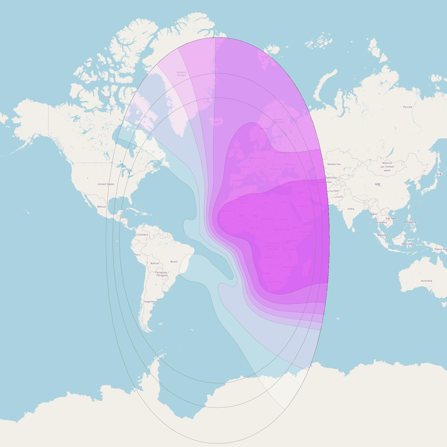 Intelsat 37e at 18° W downlink C-band Africa/Europe beam coverage map