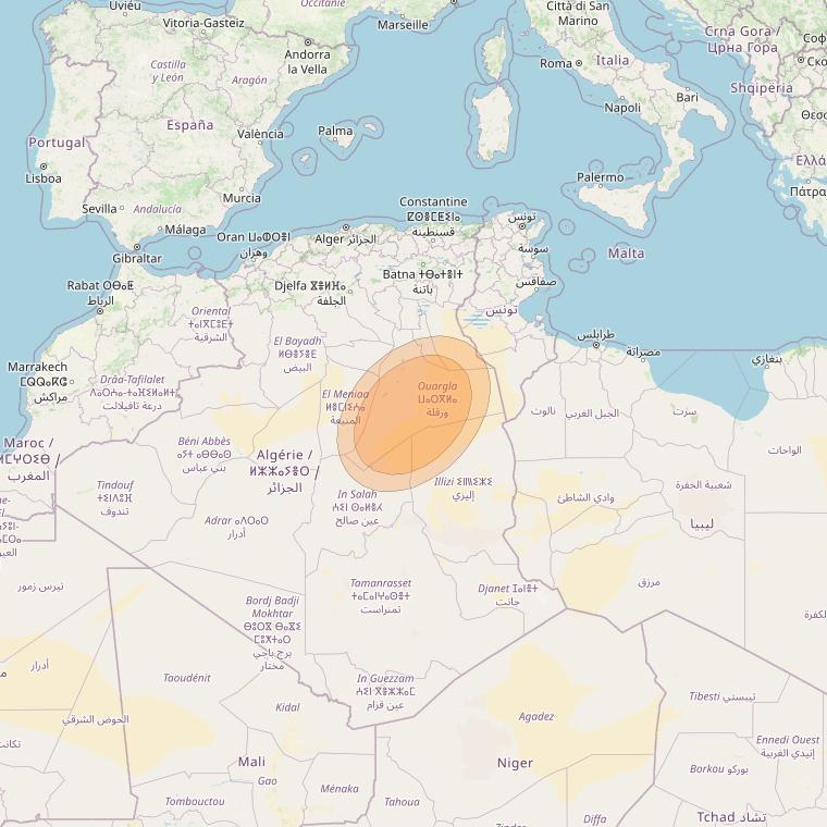 Al Yah 3 at 20° W downlink Ka-band Spot 05 User beam coverage map