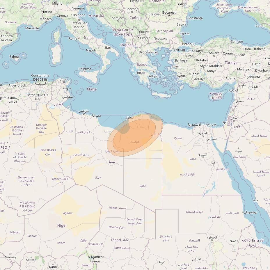 Al Yah 3 at 20° W downlink Ka-band Spot 07 User beam coverage map