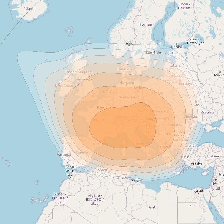 Astra 3B at 23° E downlink Ka-band Europe Beam coverage map