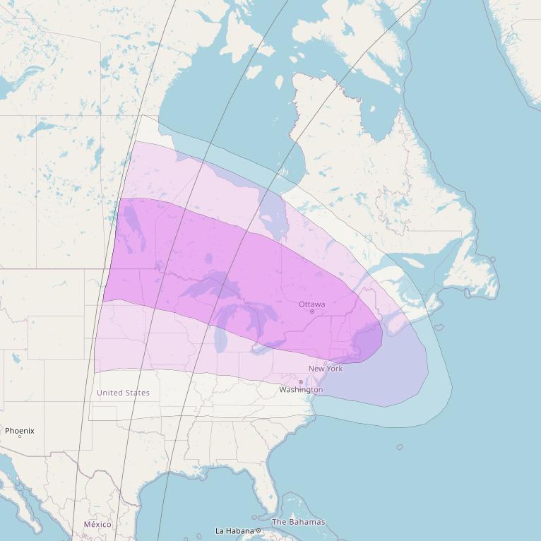Intelsat 905 at 24° W downlink C-band North West Zone Beam coverage map